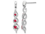 14K White Gold 2/5 Carat (ctw) Ruby Dangle Earrings with Diamonds 1/8 Carat (ctw)